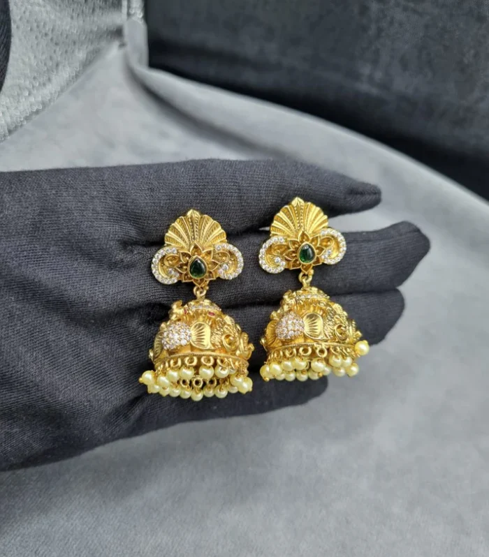 Traditional Floral Jhumka Earrings - Zaariyah Premium Collection